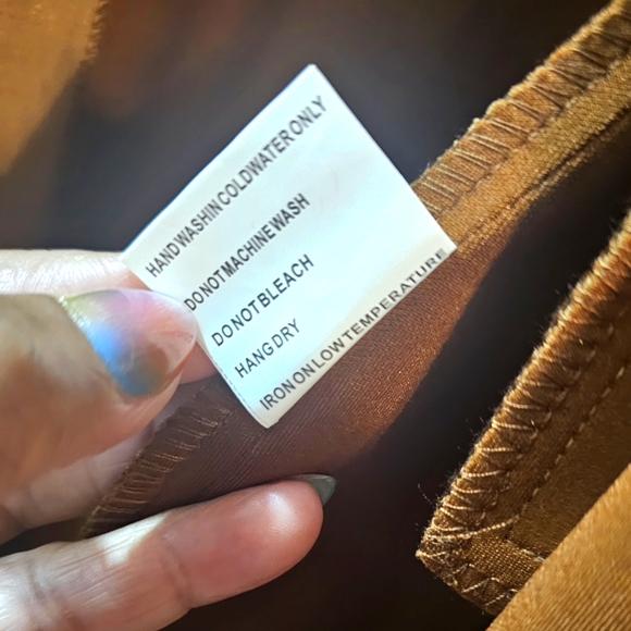 NEW Solitaire Brown Faux Suede Long Jacket Single Button - Picture 7 of 8